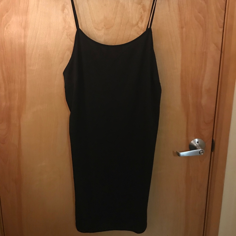 Plus size black spaghetti strap dress